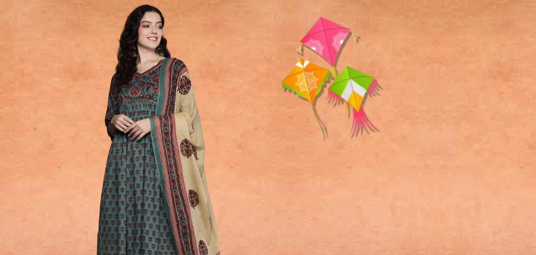 Makar Sankranti Girls Wear Isha Designer Studio, formal cotton ladies suit, cotton suit for sankranti, sankaranti special suit with dupatta,