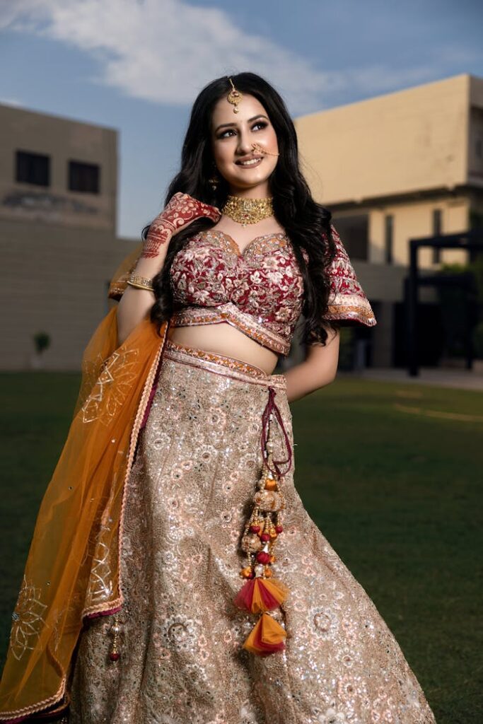 Portrait of Smiling Woman in Traditional Clothing 